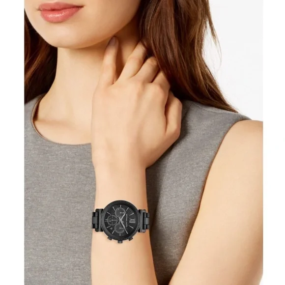MICHAEL KORS • New Battery Black Chronograph Sofie Watch Ready To Wear - Picture 5 of 8
